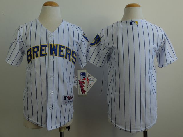 Youth Milwaukee Brewers Blank White stripe MLB Jerseys